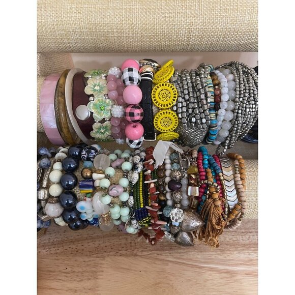 Mystery Bracelet 1lb Lot - Beaded, Cuff, Bangle, Stone, Glass, Metal, Wood - Picture 5 of 16